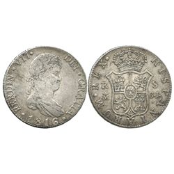 Madrid, Spain, bust 8 reales, Ferdinand VII, 1816GJ.
