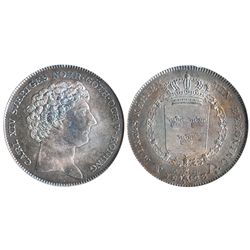 Sweden, riksdaler, Carl XIV Johan, 1823CB, encapsulated NGC AU 58, tied for finest known specimen gr