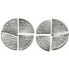 Image 1 : Lot of 4 quarter-cut "bits" of a single Spanish "pistareen" (Madrid 2R 1722A), found together in a c