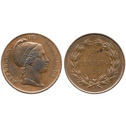 Venezuela, copper 1 centavo, 1843.