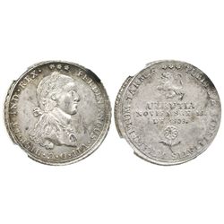 Tarma (Urrutia), Peru, silver 4R-sized proclamation medal, Ferdinand VII, 1808, encapsulated NGC MS