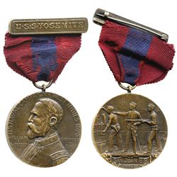 San Juan, Puerto Rico, bronze medal with red-and-blue ribbon, 1898, U.S. Naval Campaign West Indies