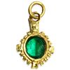 Image 1 : Tiny but ornate gold pendant with high-quality cabochon emerald (approx. 1/2 carat).