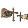 Image 1 : Brass cross with Jesus figure (complete) encrusted into piece of impacted debris.