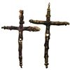 Image 1 : Lot of 2 small, brass crucifixes (intact), one with small areas of encrustation.