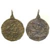 Image 1 : Small brass religious medallion with research letter.