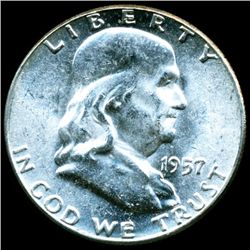 1957 Franklin Half MS64/65 FBL Scarce Underweight ERROR (COI-11155)
