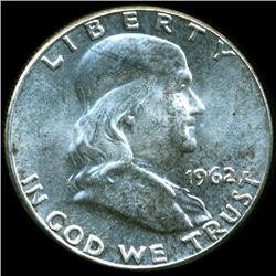 1962 Franklin Silver Half MS64/65 FBL Double Die Error (COI-10519)