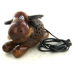 Coconut Shell Teak Bull Lamp (DEC-677)