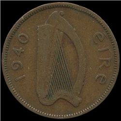 1940 Ireland 1/2p XF Scarce (COI-10147)