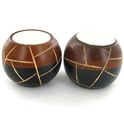 Mango Wood Candle Holder Pair (DEC-767)