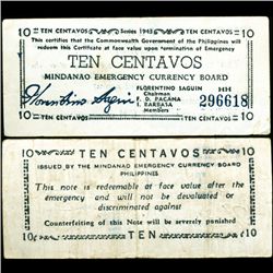 1943 WW2 Guerrilla Rebel Philippines 10c Note Mindanao (CUR-07162)