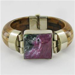 640ct Bone & Ruby Zosite Bangle Bracelet (JEW-3862)