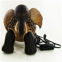 Coconut Shell Teak Elephant Lamp (DEC-685)