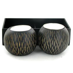 Mango Wood Candle Holder Pair & Stand (DEC-753)