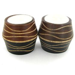 Mango Wood Candle Holder Pair (DEC-757)