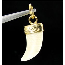 Ivory Carved Horn Pendant w/ Gold Vermeil (JEW-2401)