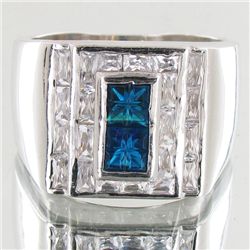 83.41twc Blue Lab Diamond White Gold Vermeil/925 Ring (JEW-3973)