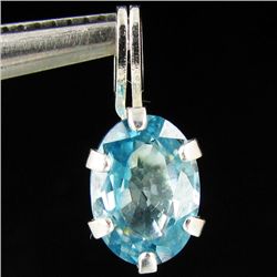 2.09twc Blue Zircon Sterling Pendant (JEW-2668)