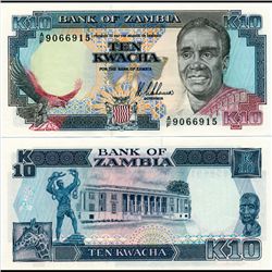 1989 Zambia 10 Kwacha Note Crisp Unc (CUR-07121)