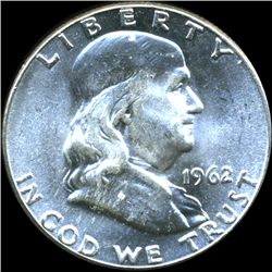 1962 Franklin Silver Half MS65/66 Double Die ERROR (COI-10575)