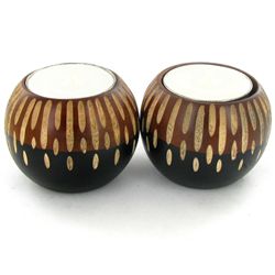 Mango Wood Candle Holder Pair (DEC-781)