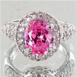 31.26twc Pink Lab Diamond White Gold Vermeil/925 Ring (JEW-3982)