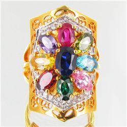 45.2twc Lab Diamond/Multi-Stone Gold Vermeil Ring (JEW-3525)