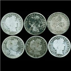 1892 Barber 10c Circulated 6pcs (COI-12464)