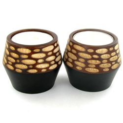 Mango Wood Candle Holder Pair (DEC-759)