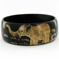 Thai Scrimshaw Carved Water Buffalo Horn Bracelet (JEW-4344)