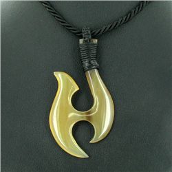 White Buffalo Horn Fishook Necklace (JEW-3579)