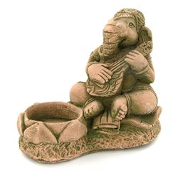 Handcrafted Cast Sandstone Ganesh Candle Holder (CLB-1036)