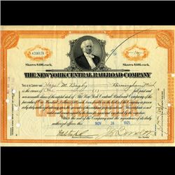 1925 NY Central Railroad Stock Certificate pre-Depression (CUR-06630)