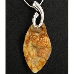 53twc Carved Druzy Agate Sterling Pendant Sparkler (JEW-1746)