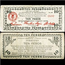 1944 WW2 Guerrilla Rebel Philippines 10P Note Mindinao (CUR-07284)