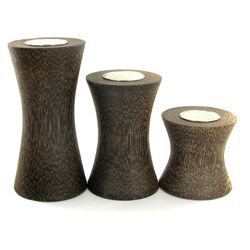 Sugarpalm Wood Candle Holder 3pcs (DEC-711)