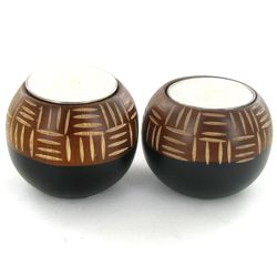 Mango Wood Candle Holder Pair (DEC-768)