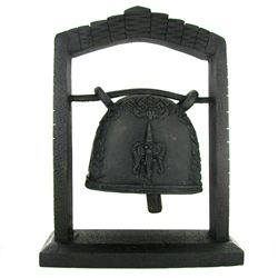 Vintage Thai Lg. Temple Bell on Elaborate Teak Stand (DEC-477)