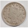 Image 1 : 1883 LIBERTY  "V"  NICKEL WITH CENTS VF