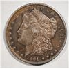 Image 1 : 1891-CC MORGAN SILVER  DOLLAR AU ORIGINAL