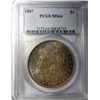 Image 1 : 1887 MORGAN DOLLAR PCGS MS64 RAINBOW COLORS!