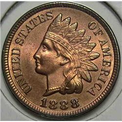 1888 Indian penny MS64 80% RED NEET DIE BREAK AND RIM CUD rev 6:00
