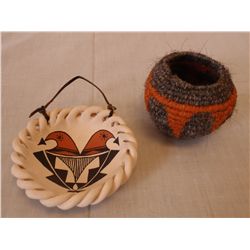 Acoma Plaque and Horse Hair Basket