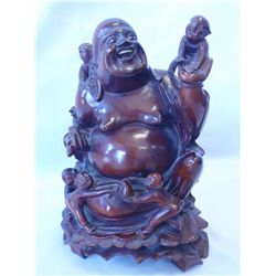 Wood Laughing Buddha