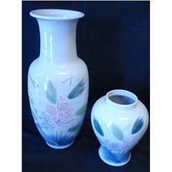 Two Matched Japanese Vases. Hand Painted.