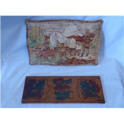 Two, Etched Folk Art Pieces