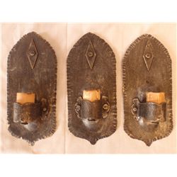 Three Arts and Crafts Iron Sconces