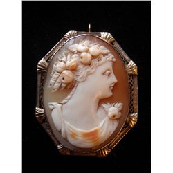 14K White + Cameo Pin / Pendant