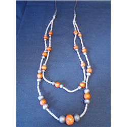 Heishi and Coral Bead Necklace.